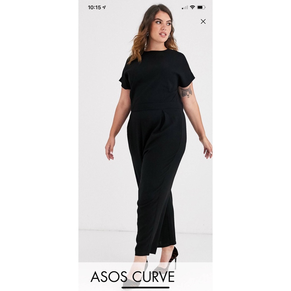 ASOS DESIGN CURVE bodice pleated jumpsuit in black